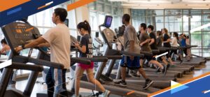 Students on treadmills