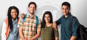 Multicultural group photo of 4 students