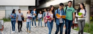 Students walking on campus