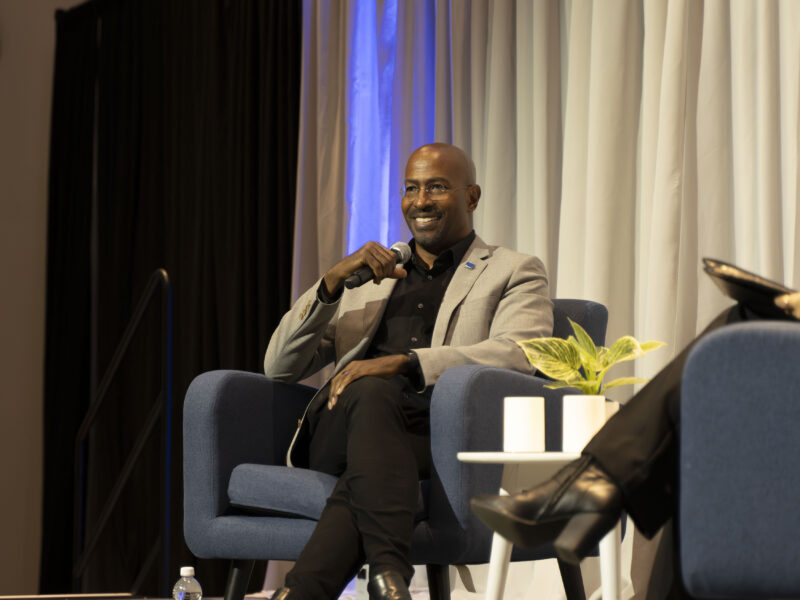 Van Jones smiling as he talks at the Behind the Ballot event