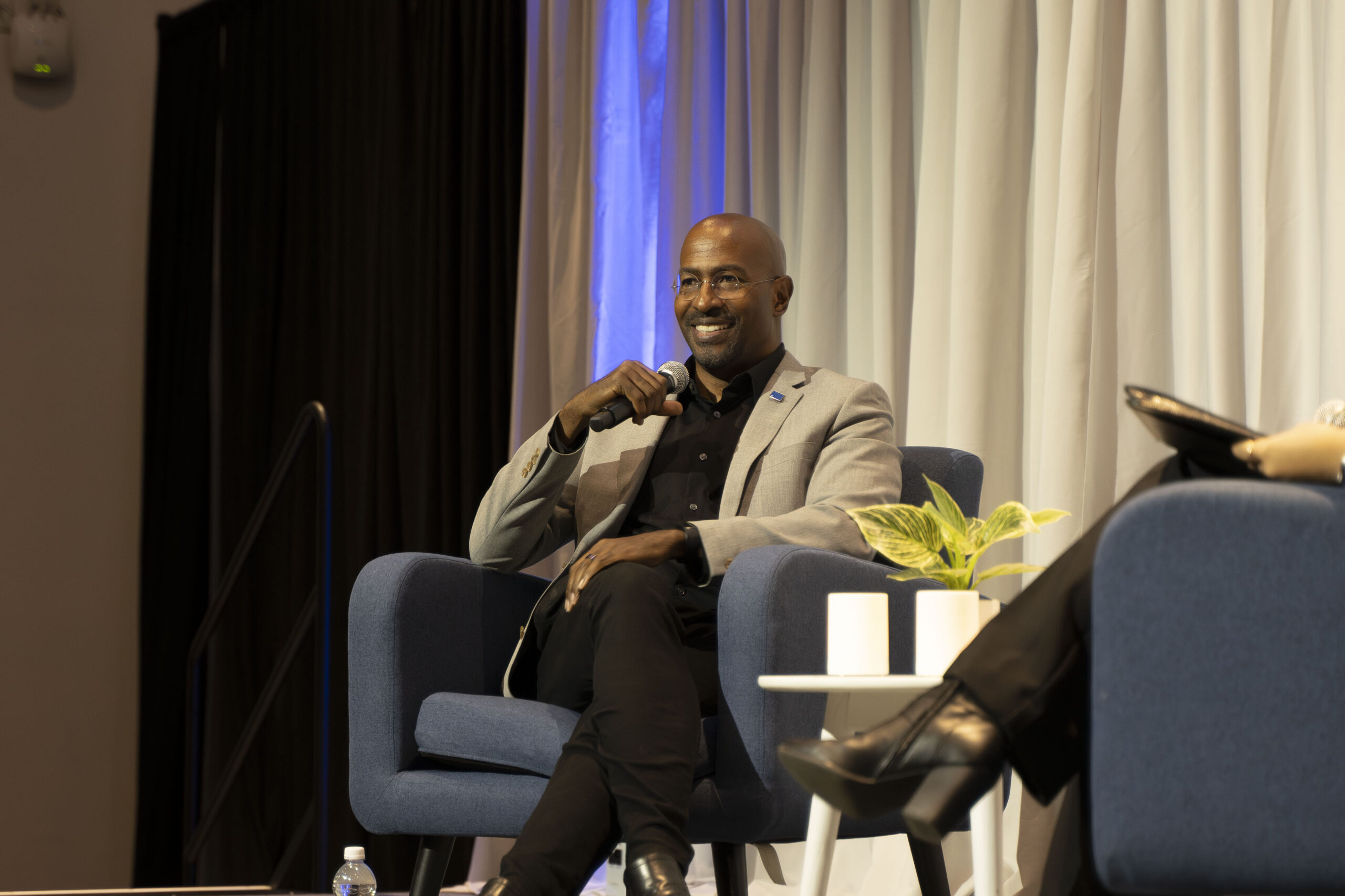 Van Jones smiling as he talks at the Behind the Ballot event