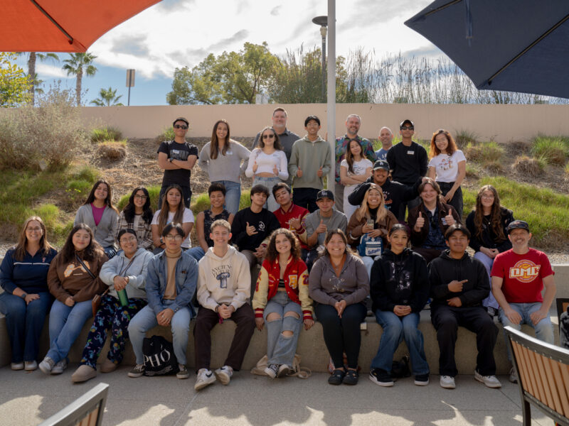 The students of El Modena High School's Digital Marketing Collaborative posing for a group photo with ASI's student assistants.