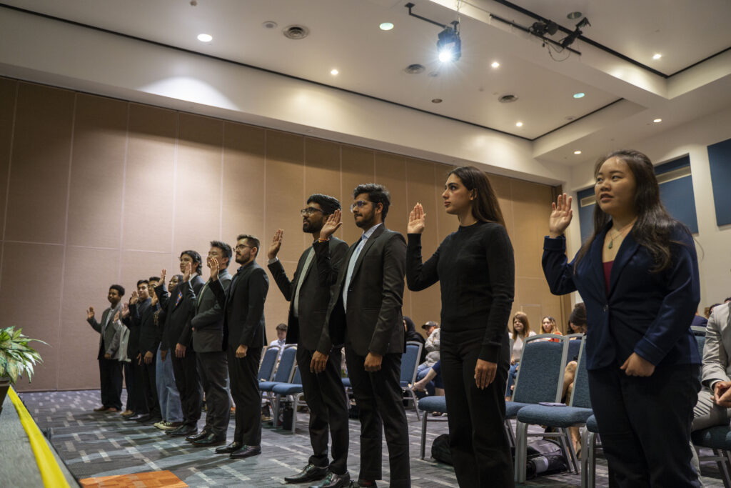 ASI student leaders swearing into their positions 