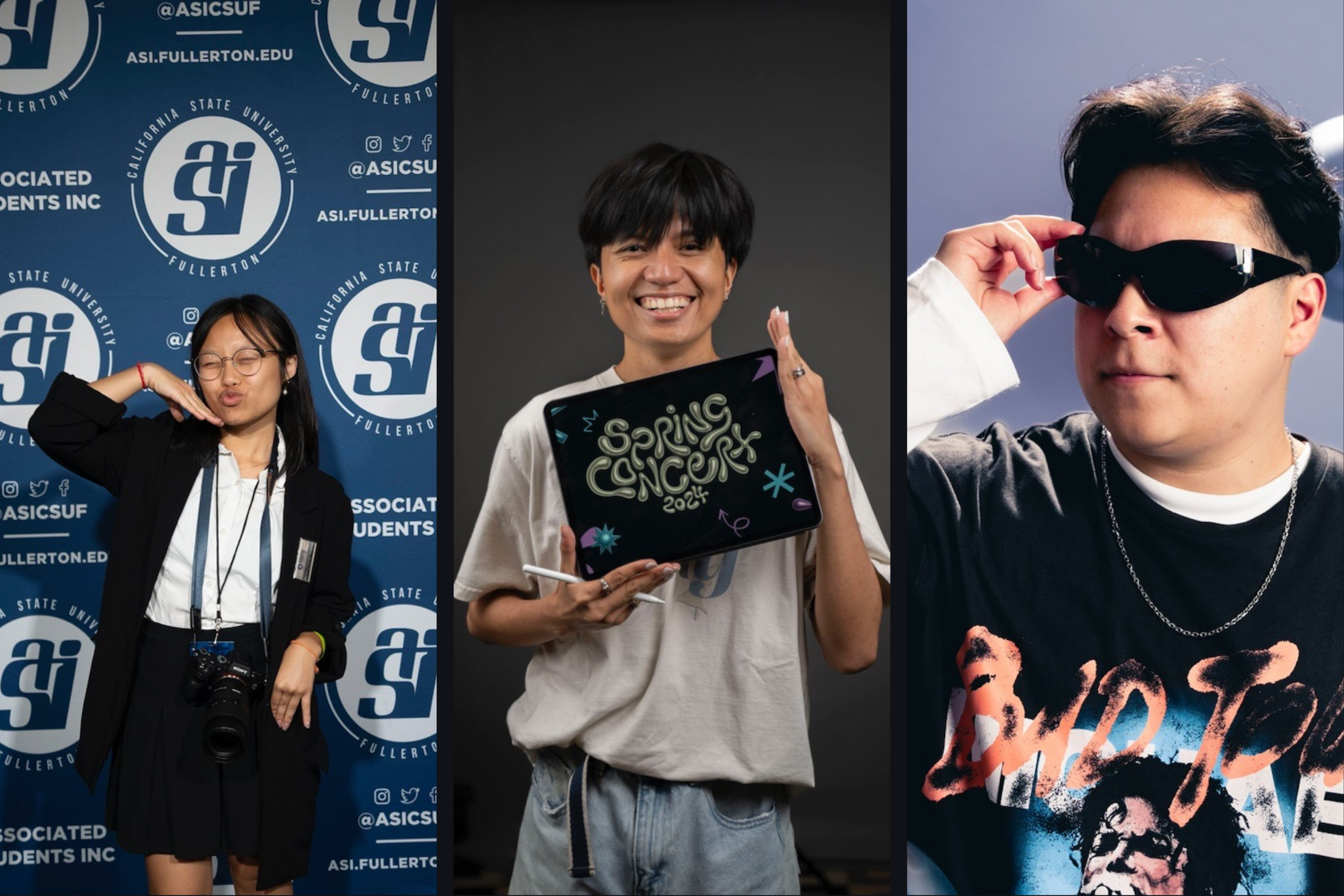 collage of three young professionals posing