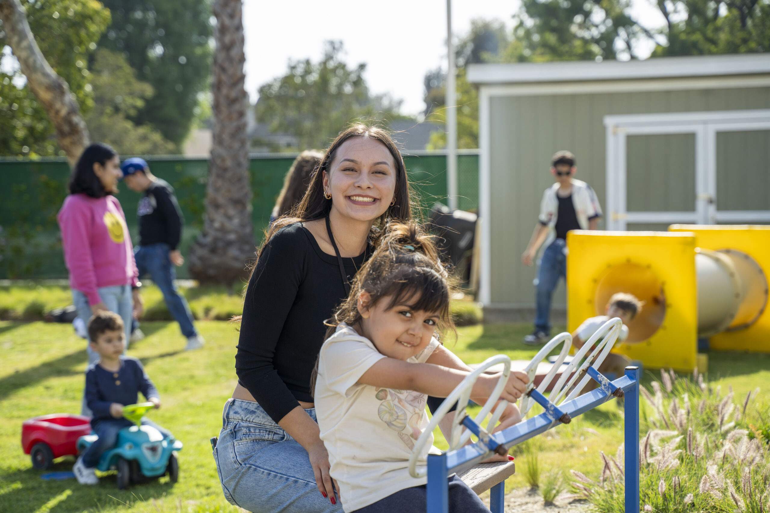 woman and child smiling