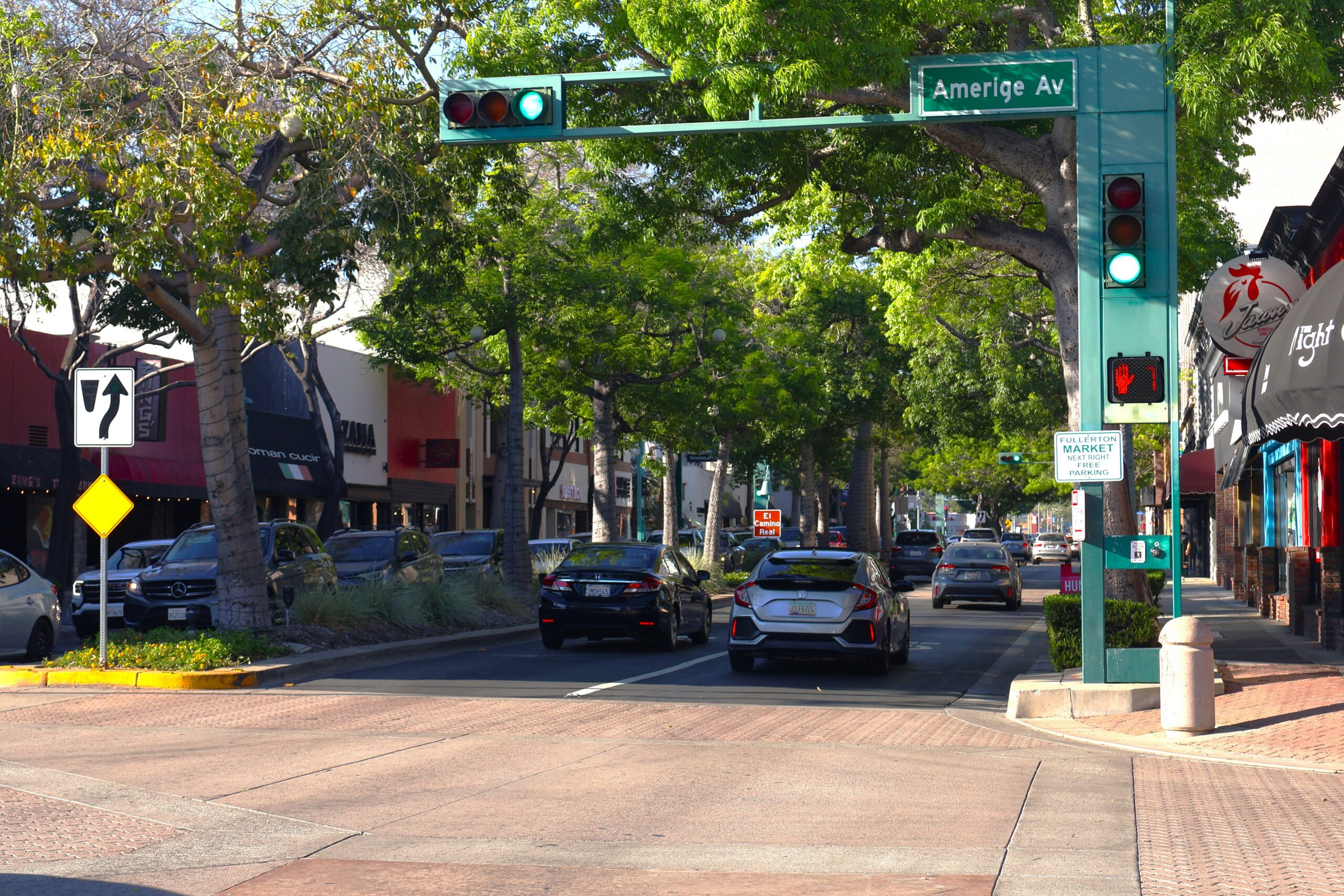 a wideshot of a crossstreet in Fullerton
